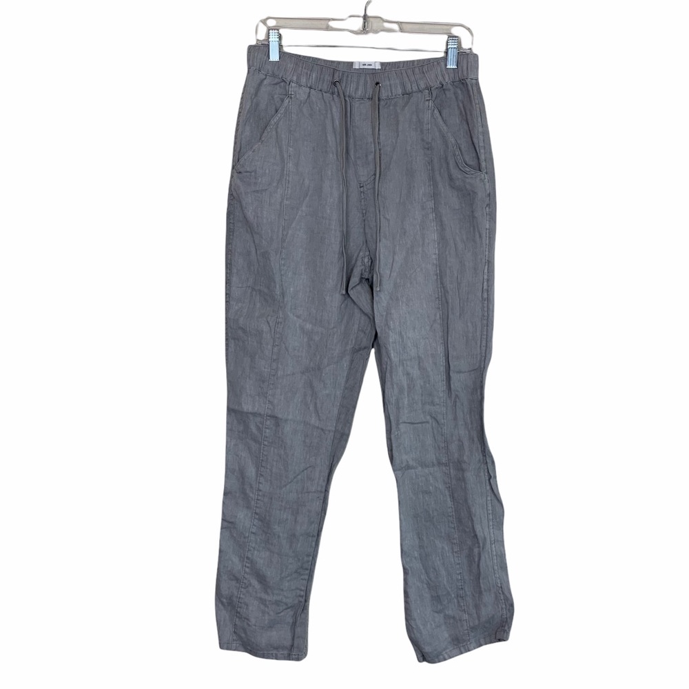 Nicole Miller Gray Linen High Rise Casual Pants M